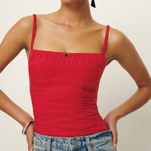 Reformation emery red linen top